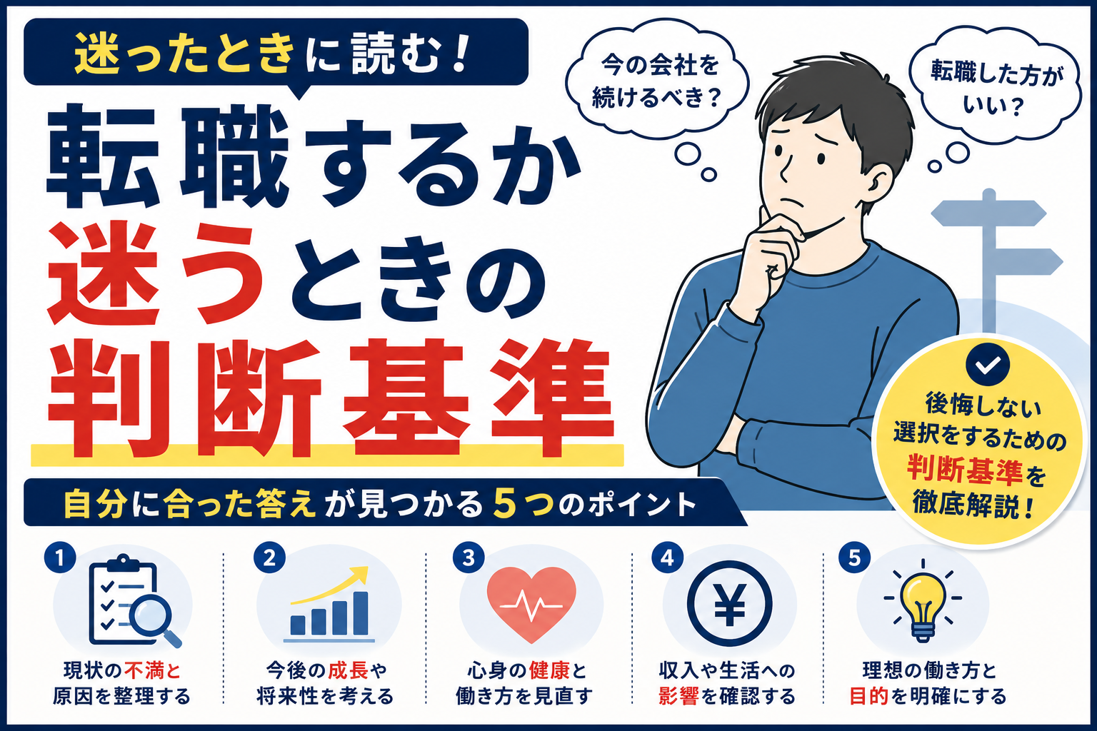 転職するか迷うときの判断基準｜後悔しないために考えるべきことを徹底解説 byキャリア1000｜ジョブせん運営の転職メディア